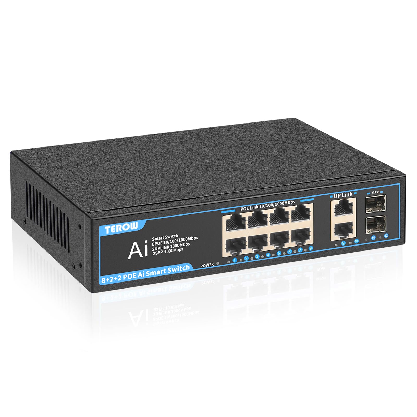 Amazon.com: PoE Gigabit Switch 8-Port with 2 uplink & 2 SFP: TEROW